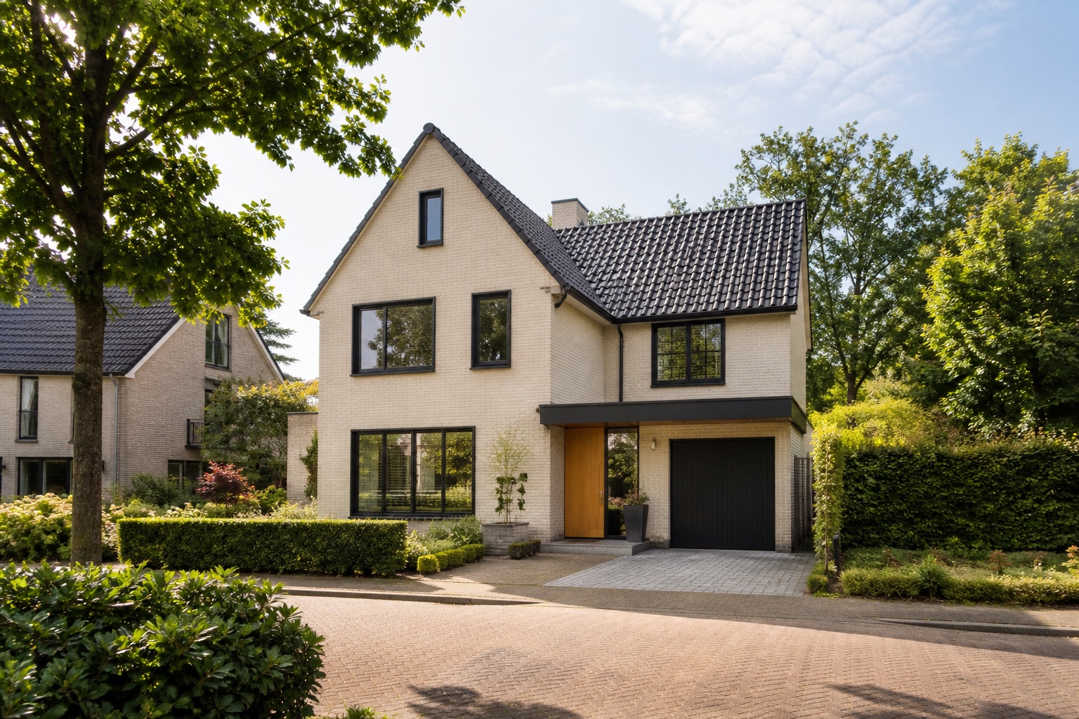 Voorgevel van de fictieve vrijstaande woning Demostraat 1 in Demostad